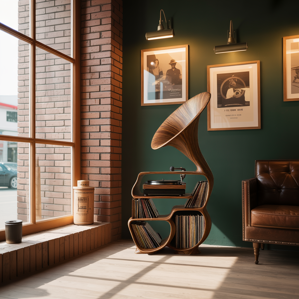 Mid Century Record Player Stand For Bedroom Decor