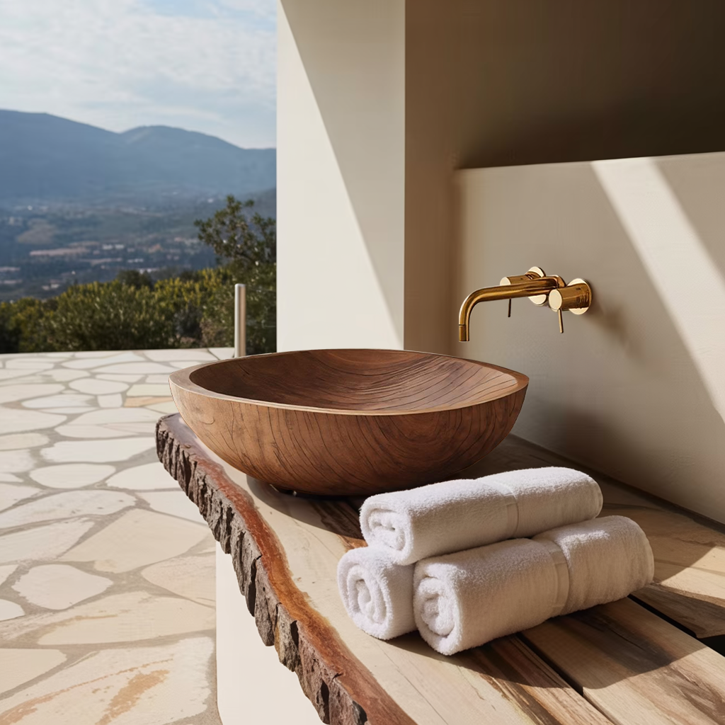 Rustic Wood Wash Basin For Cozy Bathroom Vanity Decor