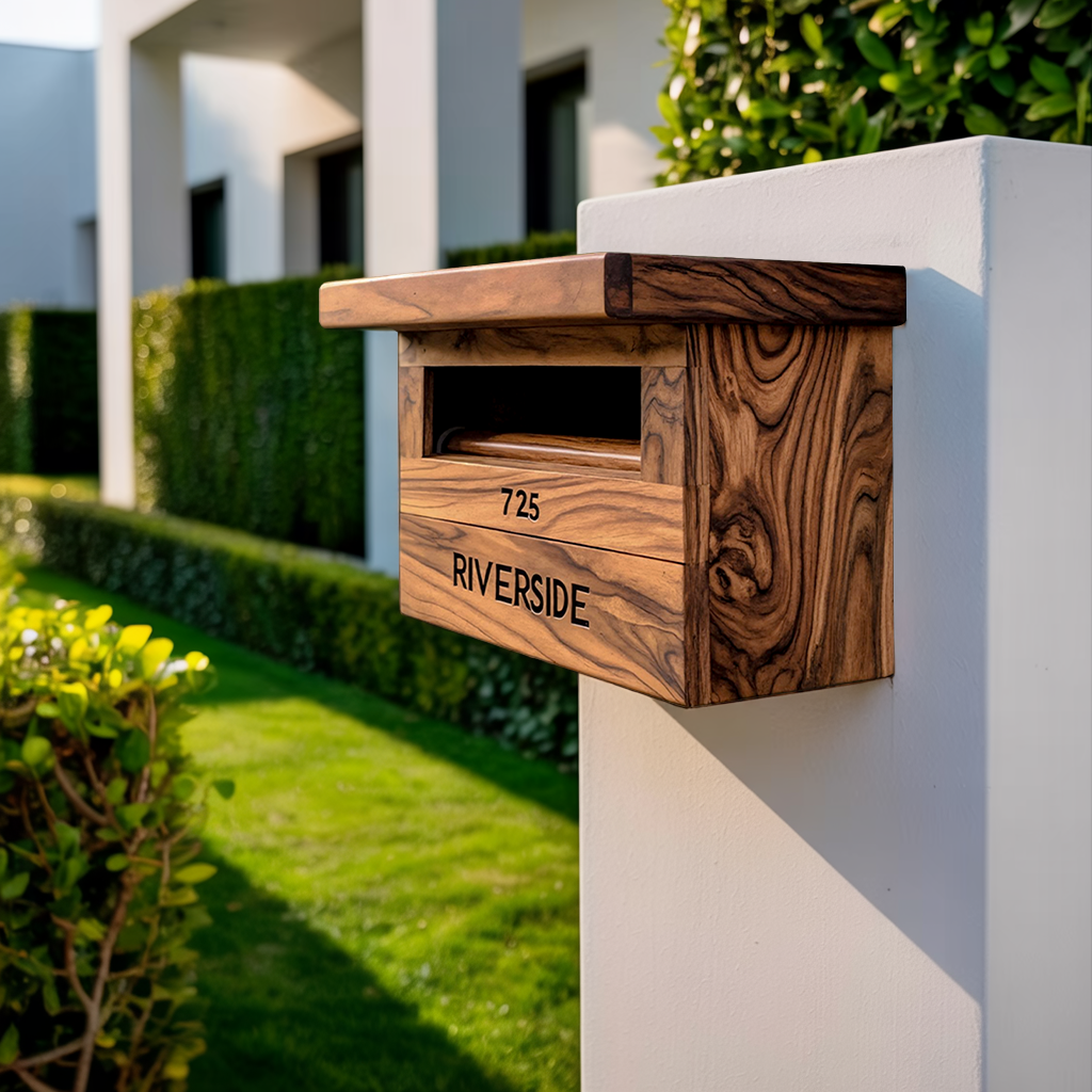 Farmhouse Solid Wood Sculpture Mailbox For Garden Outdoor Accent