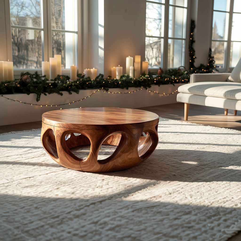 Mid Century Wooden Coffee Table For Living Room Christmas Decor