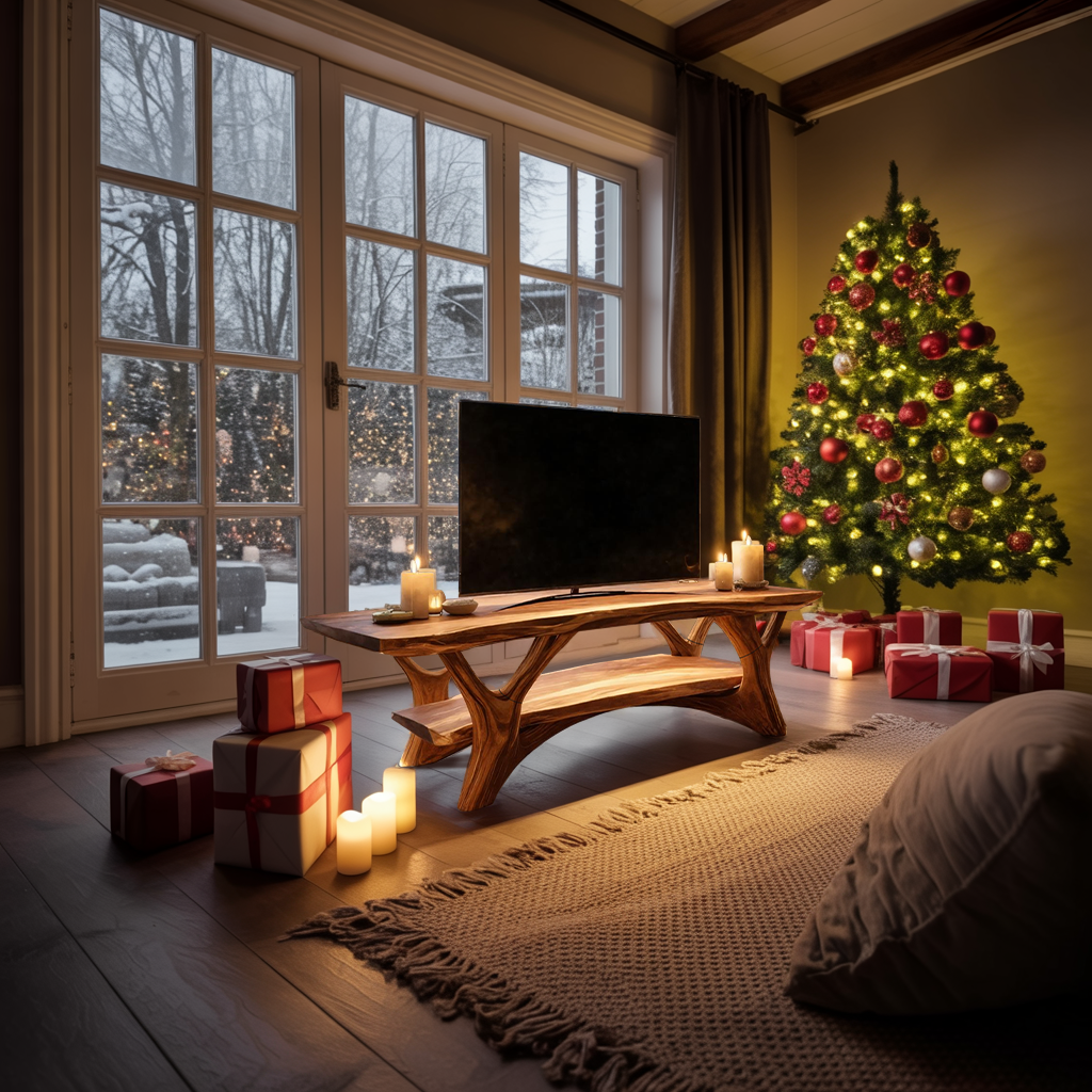 Farmhouse Solid Wood TV Console For Cozy Holiday Decor