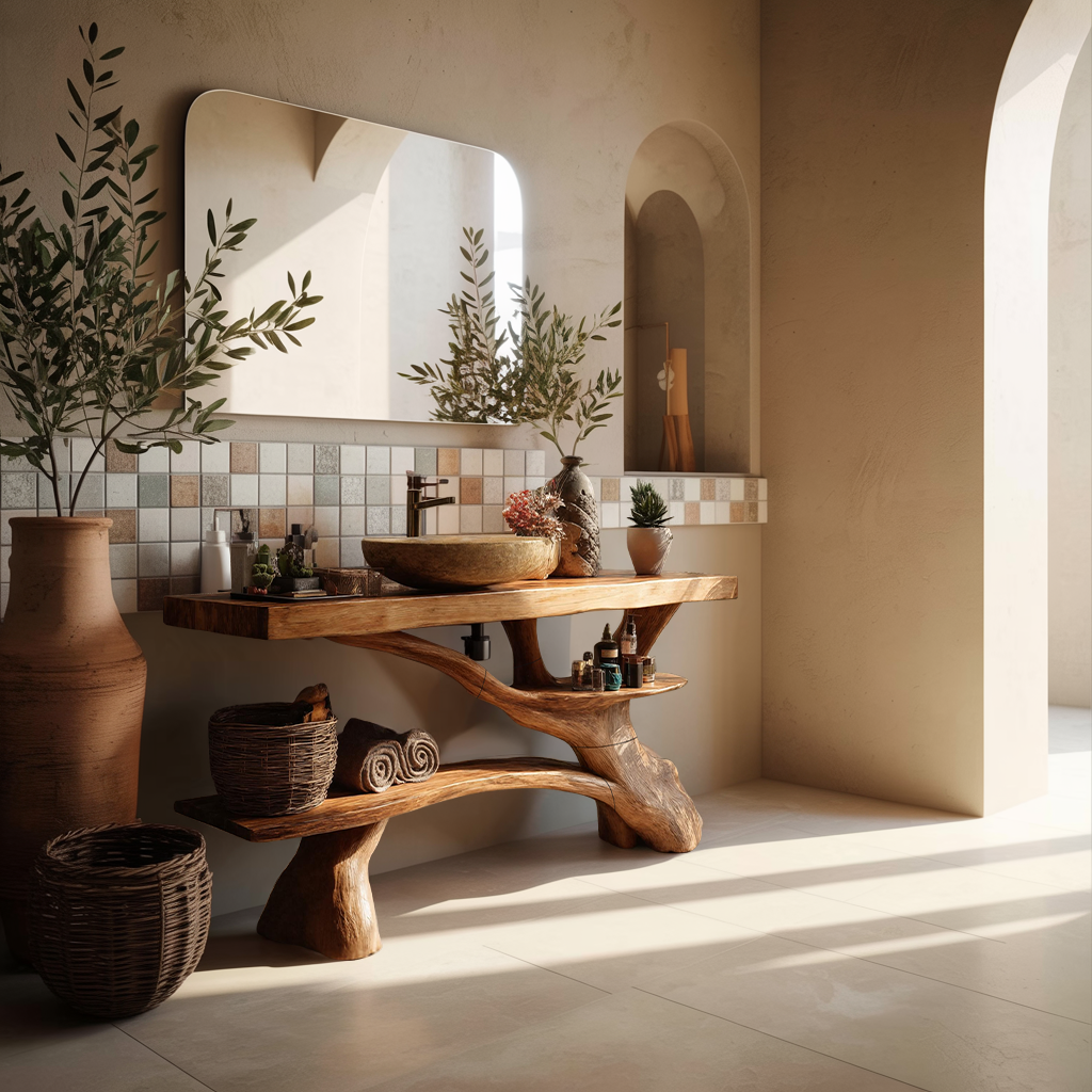 Modern Live Edge Tree Trunk Vanity For Contemporary Bathroom Furniture