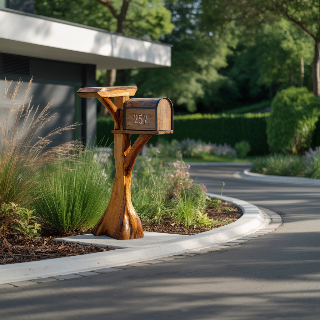Modern Wooden Sculpture Mailbox For Garden Patio Furniture Design