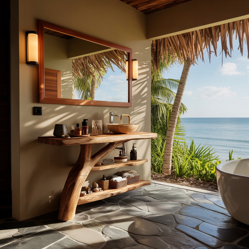 Handcrafted Live Edge Tree Trunk Vanity For Modern Bathroom Furniture Decor