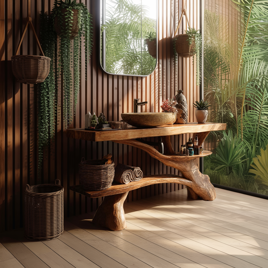 Modern Live Edge Tree Trunk Vanity For Contemporary Bathroom Furniture