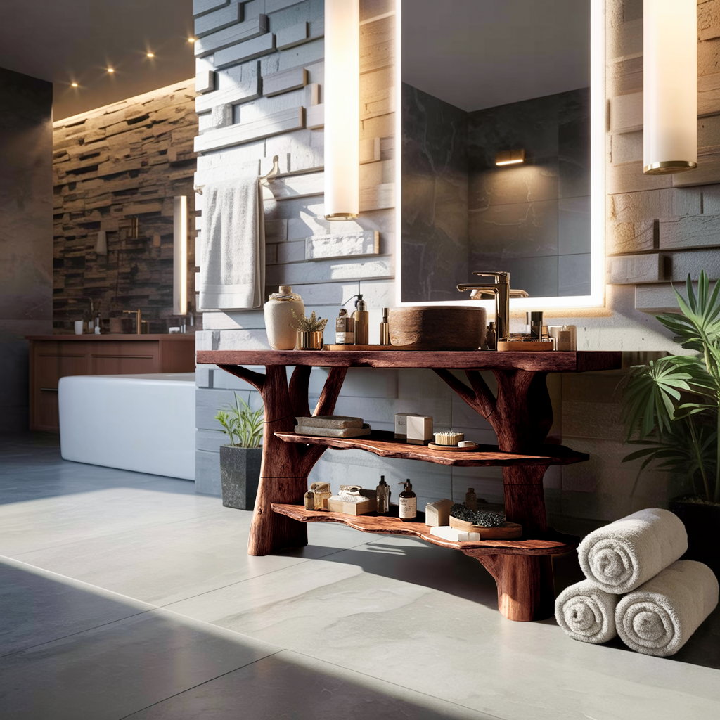 Modern Wooden Live Edge Bathroom Vanity For Luxury Bathroom Furniture