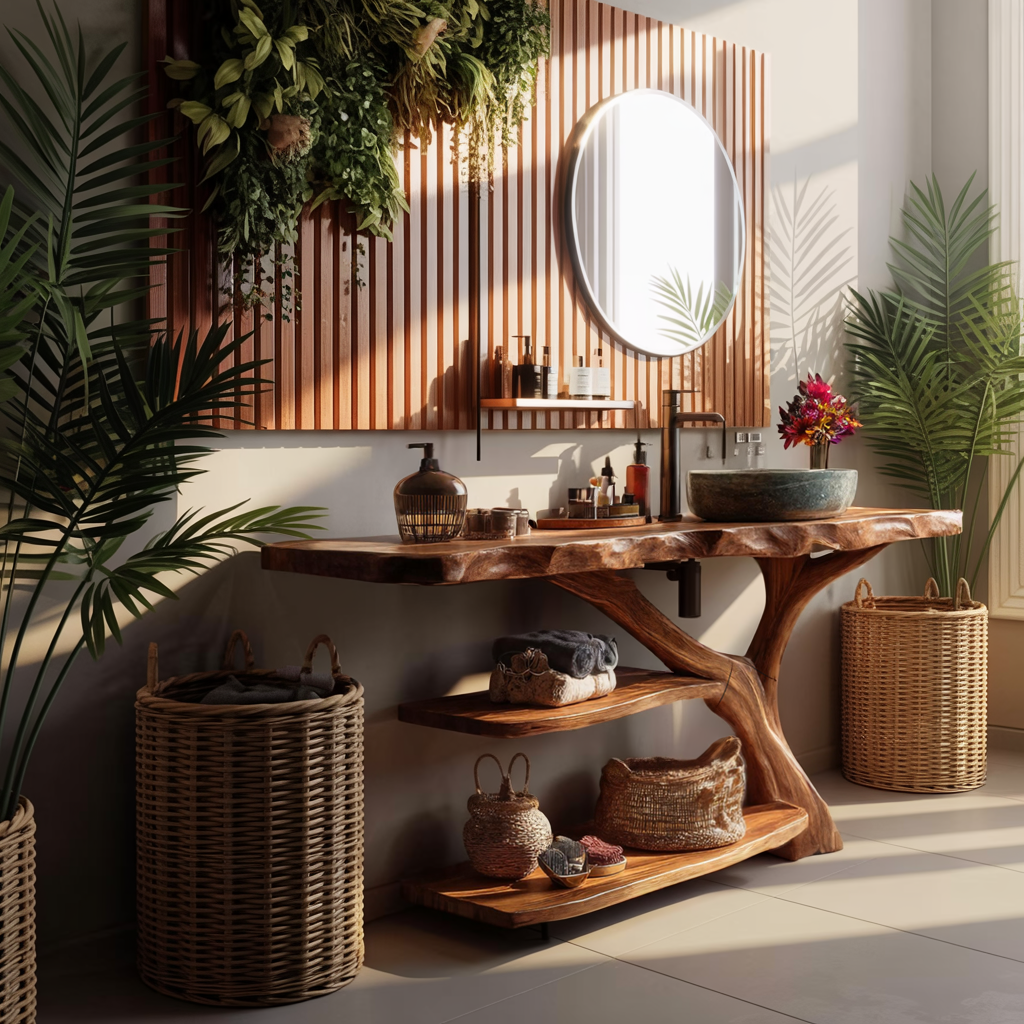 Modern Live Edge Tree Trunk Vanity For Stylish Bathroom Home Design