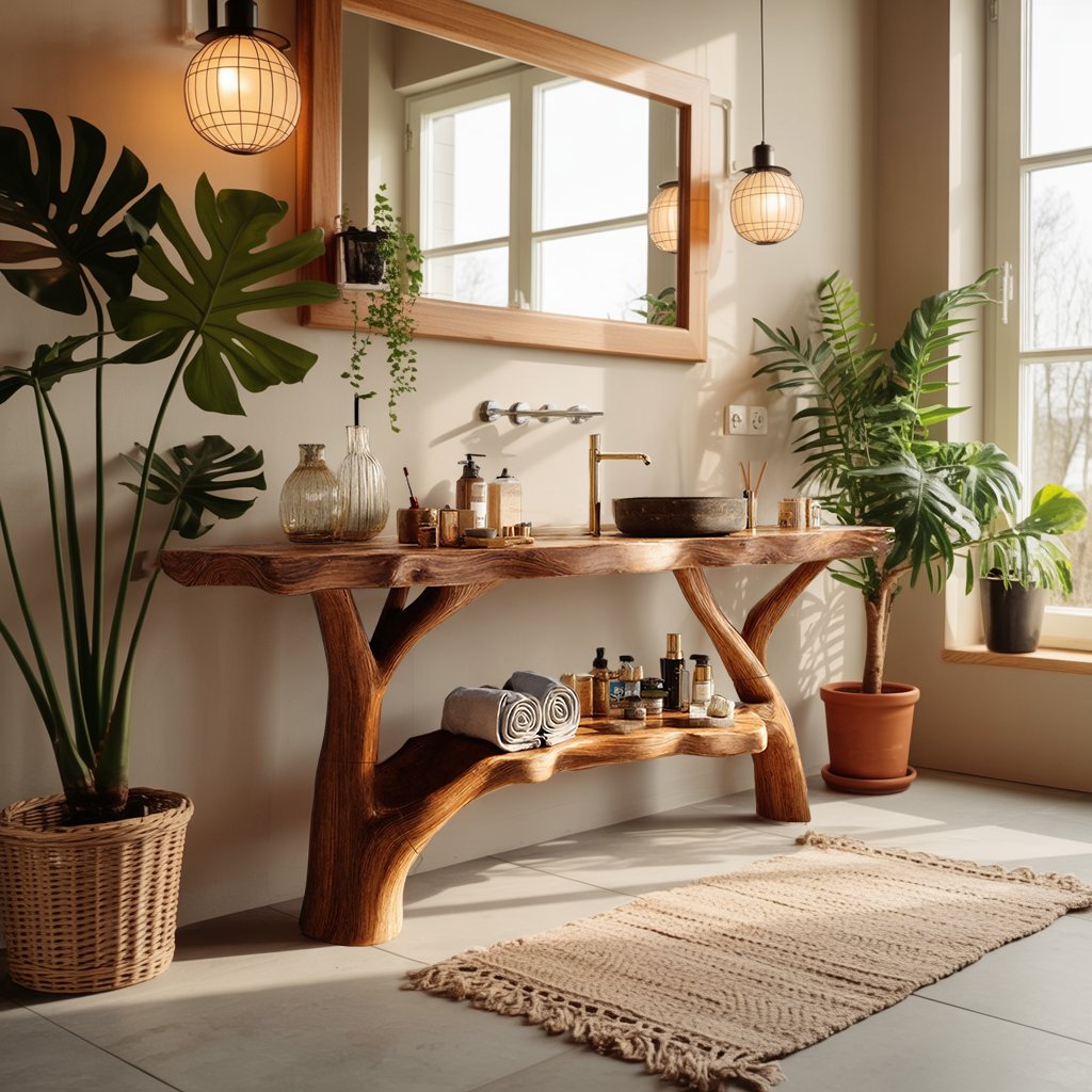 Farmhouse Wooden Live Edge Bathroom Vanity For Country Rustic Design