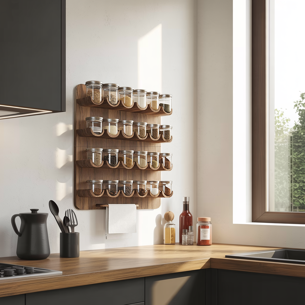Mid Century Handmade Spice Storage For Kitchen Decor