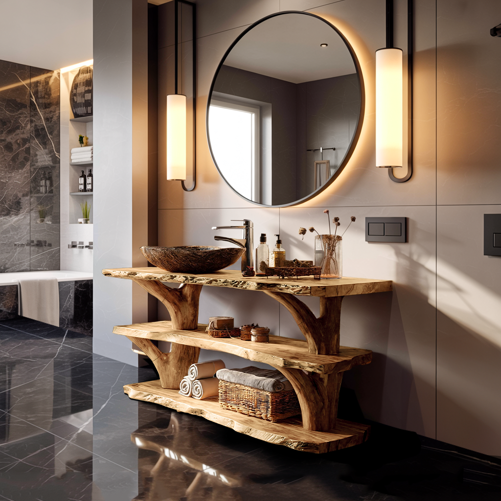 Handcrafted Solid Wood Bathroom Vanity For Luxury Bathroom Decoration