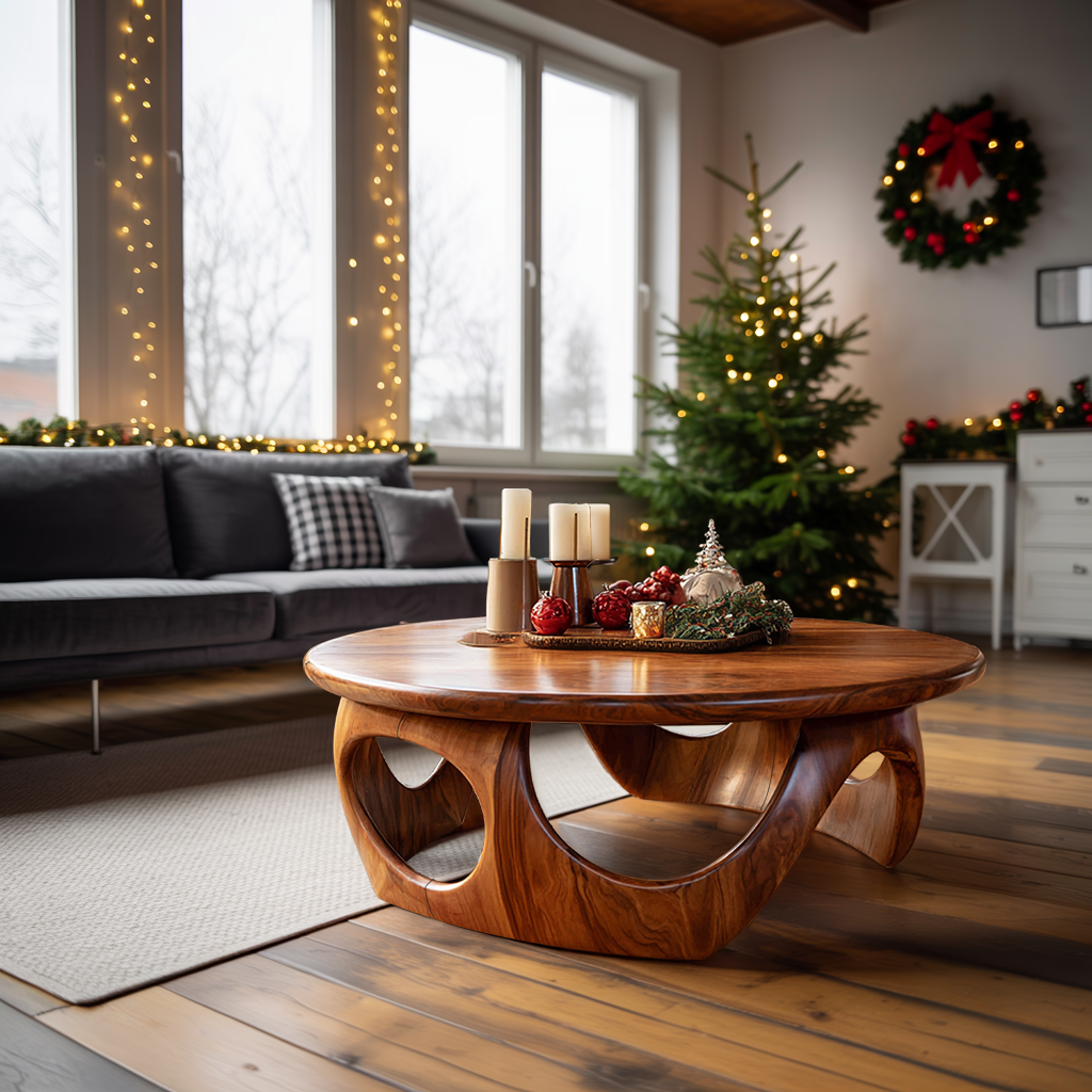 Handcrafted Wooden Coffee Table For Living Room Christmas Style