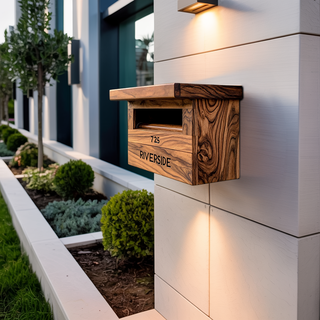 Farmhouse Solid Wood Sculpture Mailbox For Garden Outdoor Accent