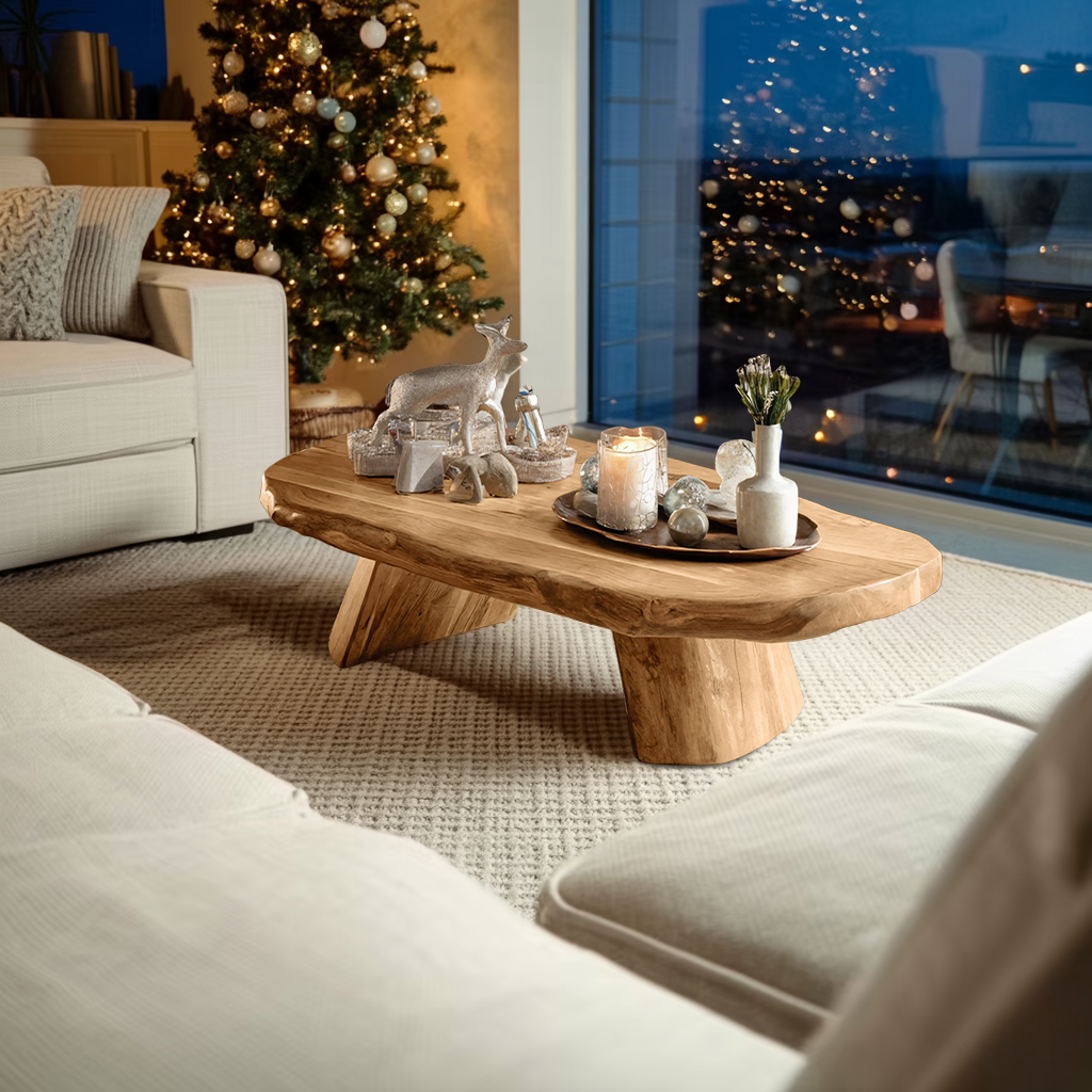 Modern Farmhouse Solid Wood Coffee Table For Holiday Entryway