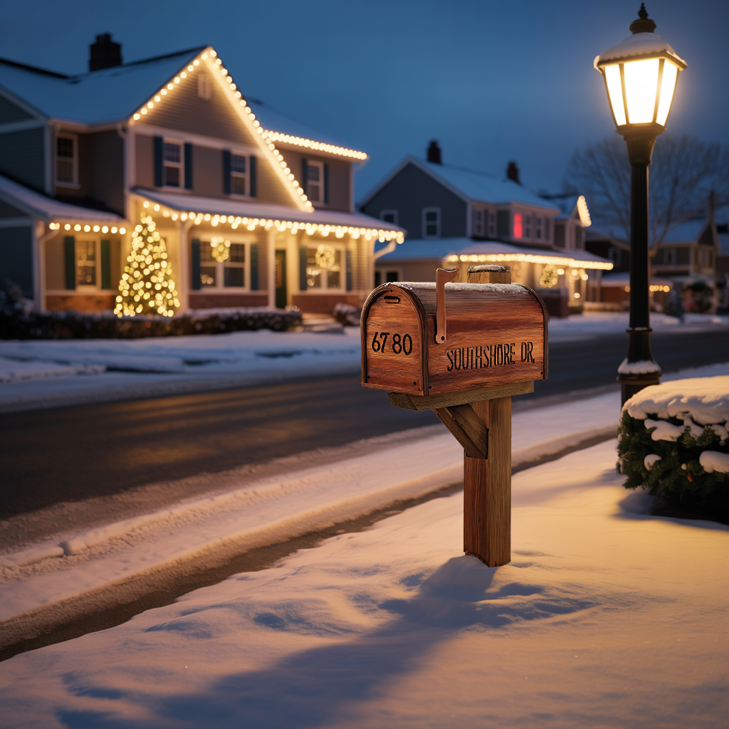 Modern Wooden Sculpture Mailbox For Outdoor Patio Rustic Design
