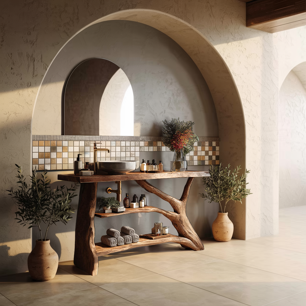 Mid Century Solid Wood Bathroom Vanity For Modern Bathroom Decor