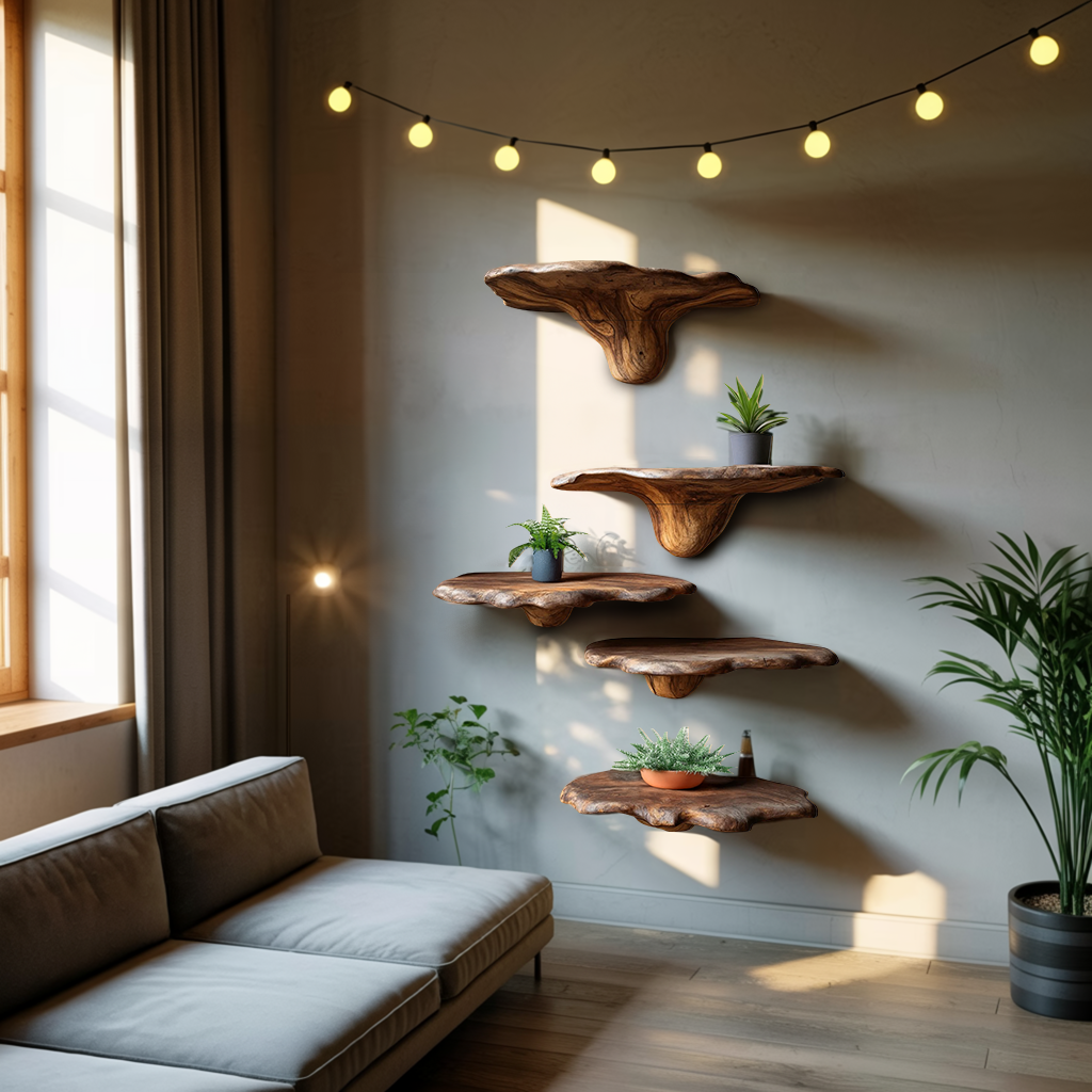 Modern Wooden Mushroom Shelf Furniture Decor For Home
