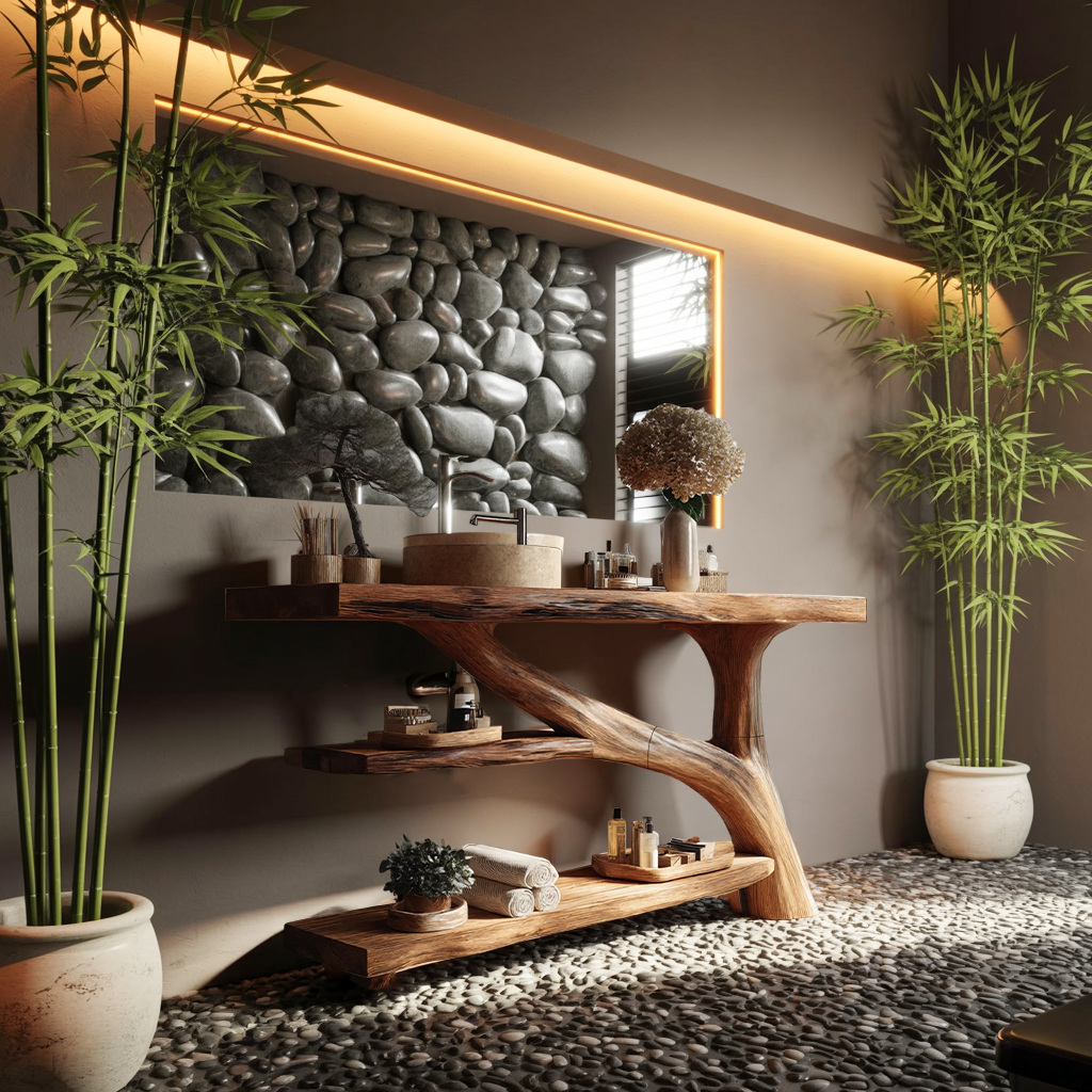 Modern Solid Wood Bathroom Vanity For Modern Rustic Furniture Decor