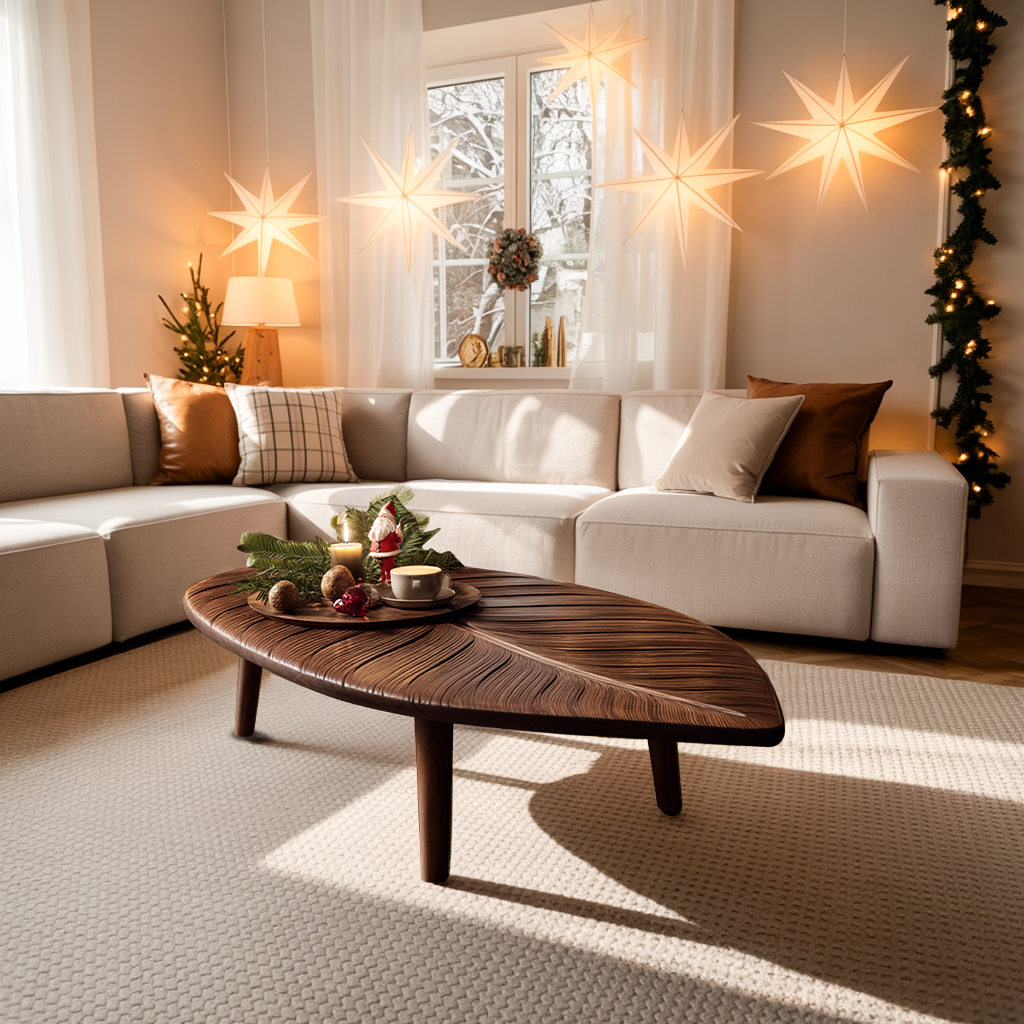 Mid Century Wooden Coffee Table For Christmas Living Room Decor