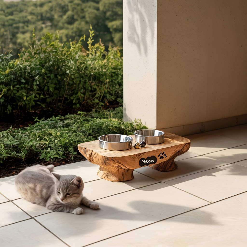 Rustic Dog Bowl Stand For Feeding In Kitchen Area
