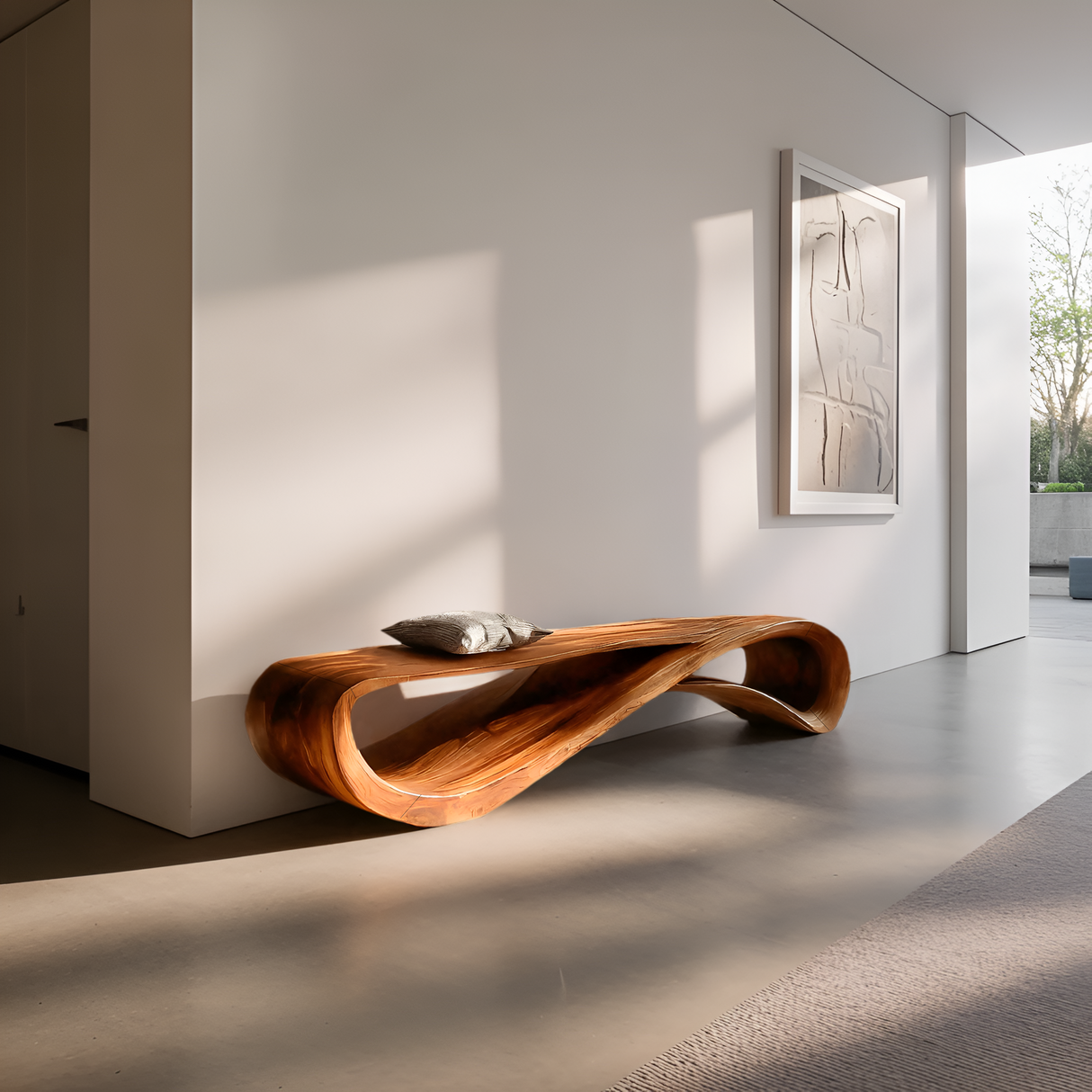 Contemporary Bench With Wave Shape For Living Room