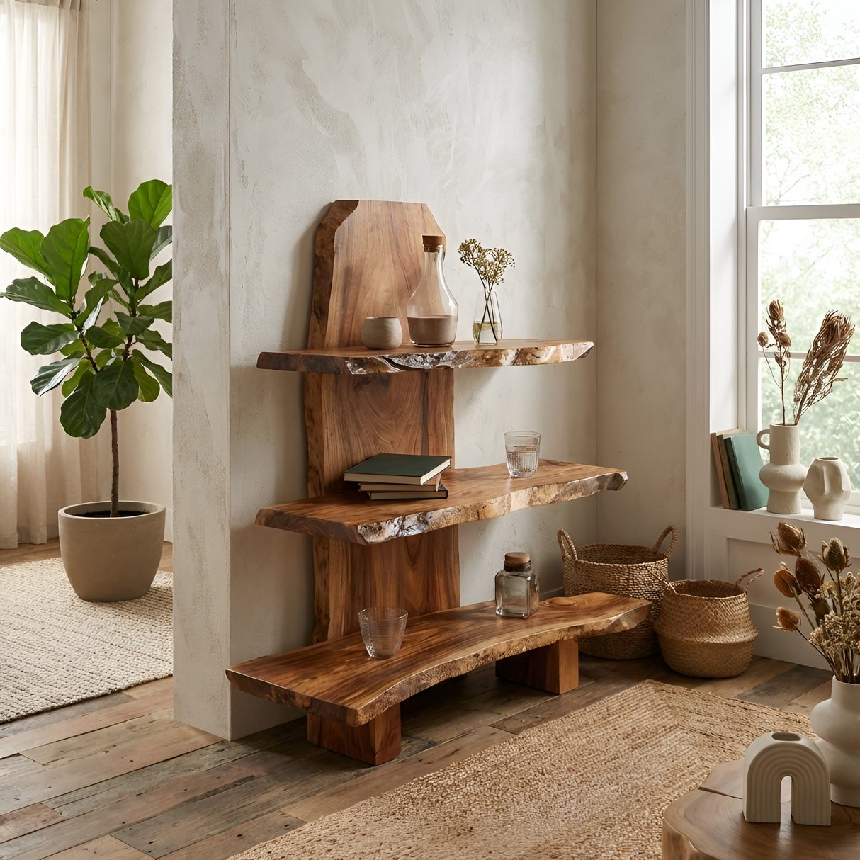 Contemporary Handmade Spice Shelf For Kitchen Storage And Decor