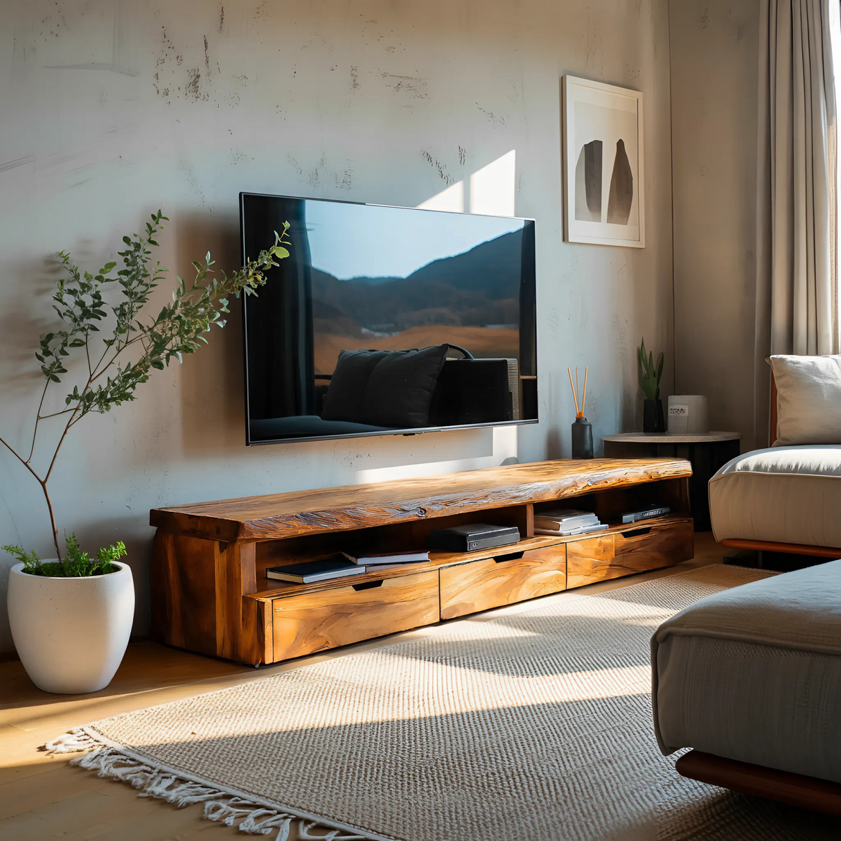 Handcrafted TV Console For Stylish Living Room Setup