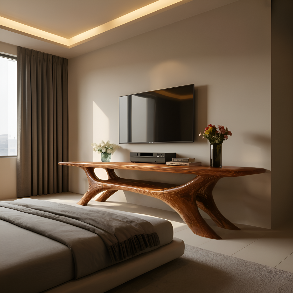 Modern Sculptural TV Cabinet For Living Room Accent