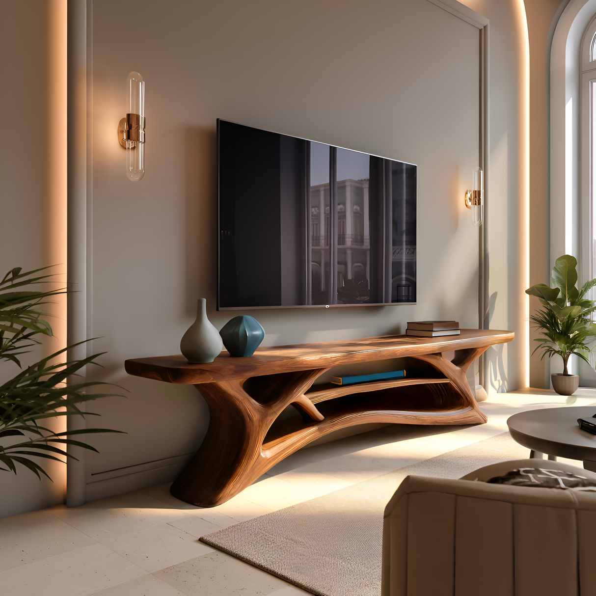 Modern TV Shelf Multi-tiered Design For Living Decor