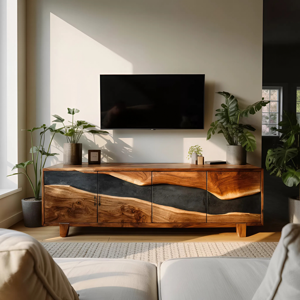 Farmhouse Solid Wood Media Console For Home Decor