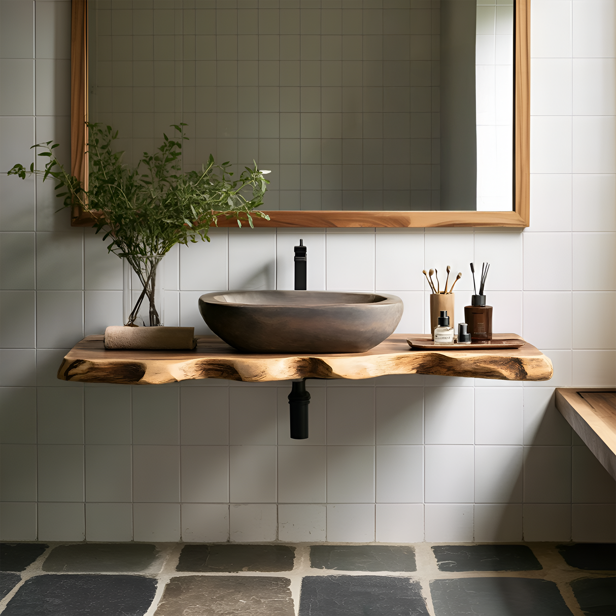 Handcrafted Live Edge Vanity For Compact Bathrooms