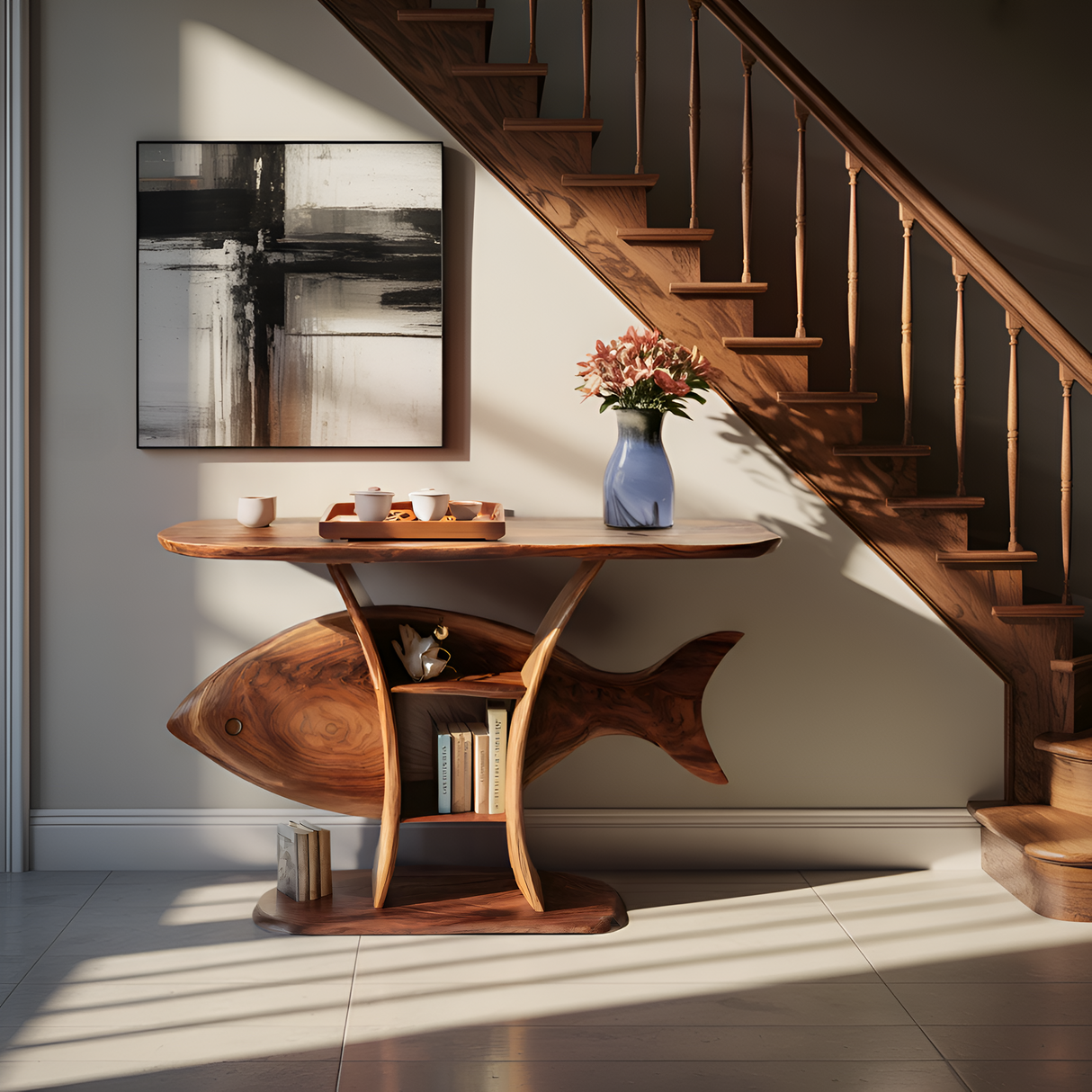 Mid Century Solid Wood Console Table For Furniture Decor Style