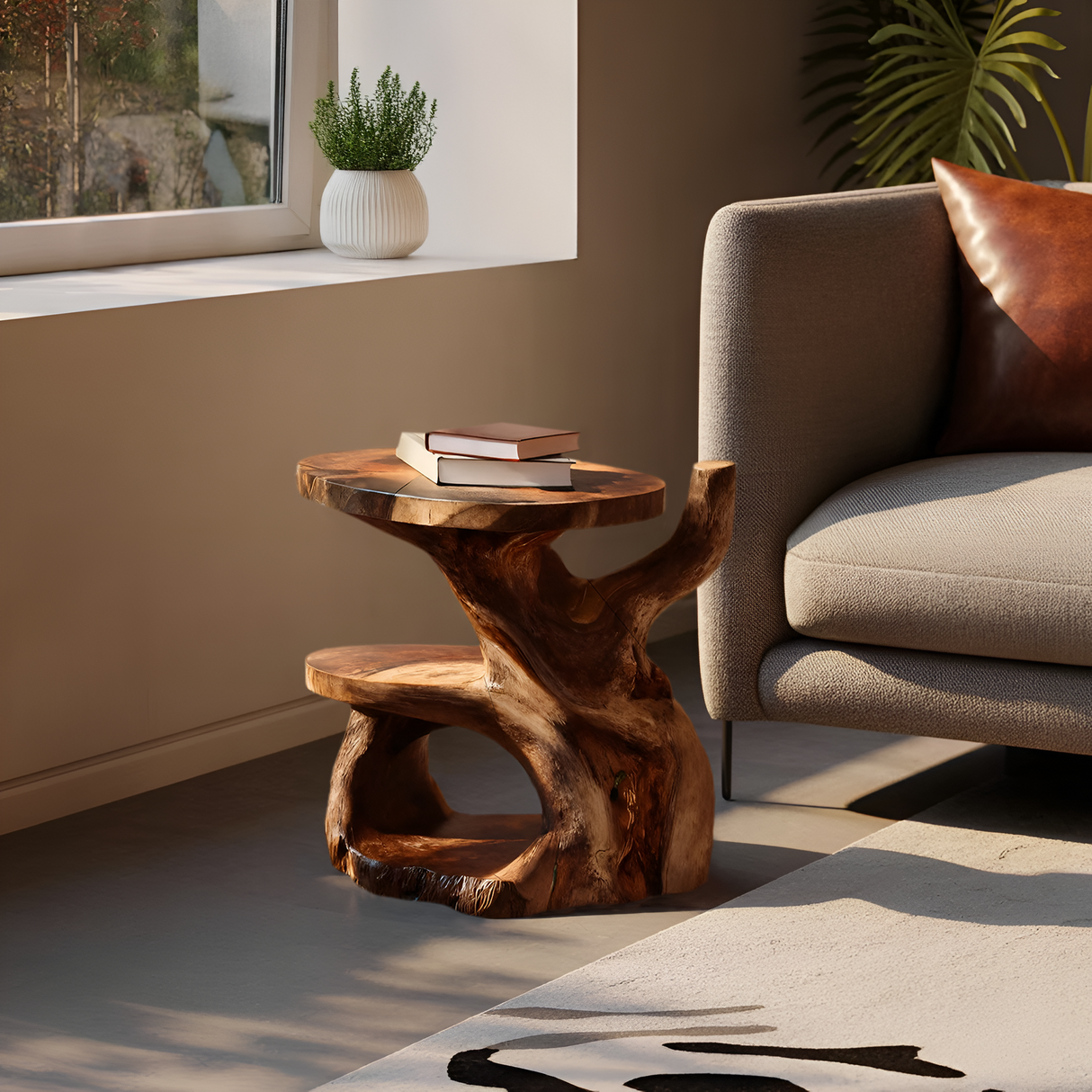 Elegant Side Table With Shelf Layered For Living Room