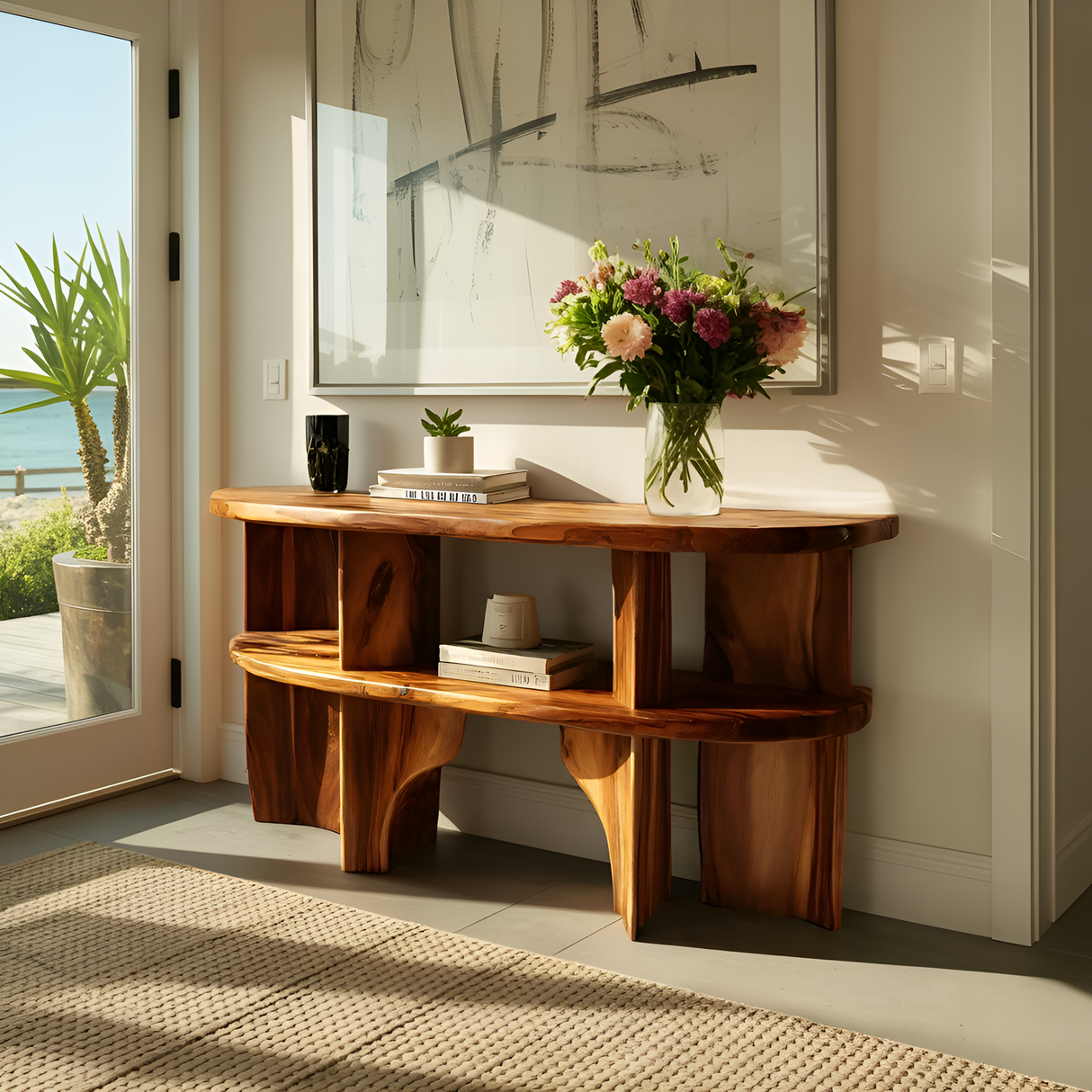 Handcrafted Wooden Entryway Table For Rustic Home Styling
