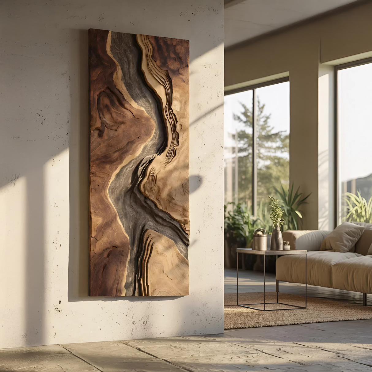 Handcrafted Wooden Wall Sculpture For Entryway Design