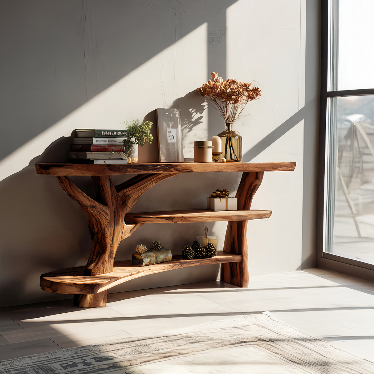 Farmhouse Wooden Live Edge Console Table For Entryway Furniture Design