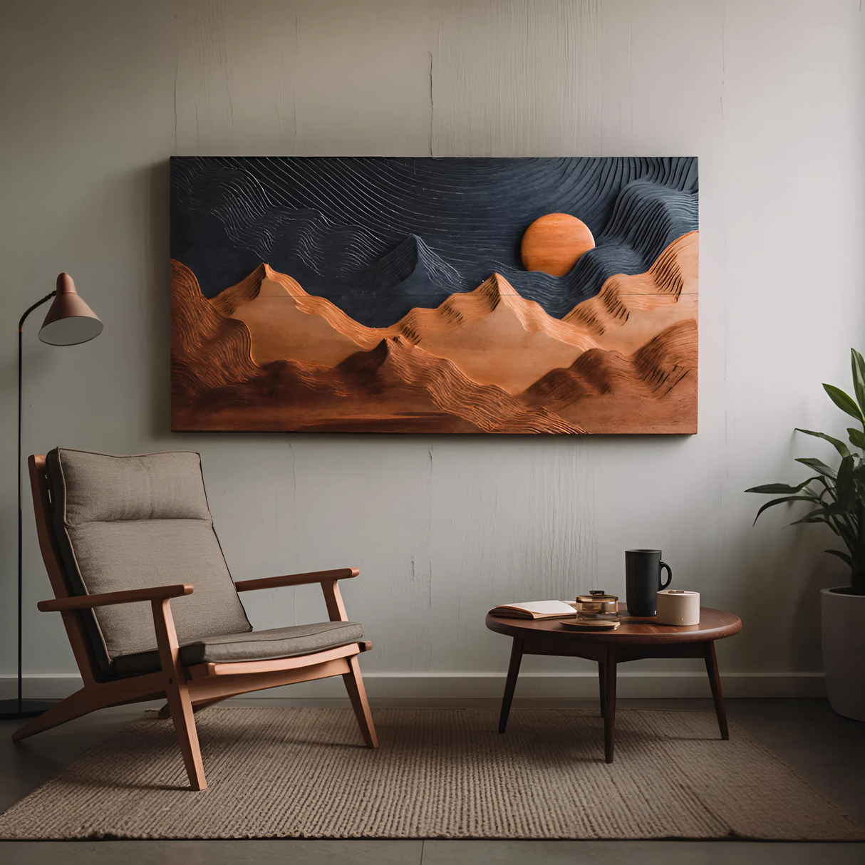 Sunrise Over Mountain Wall Sculpture For Home Decor