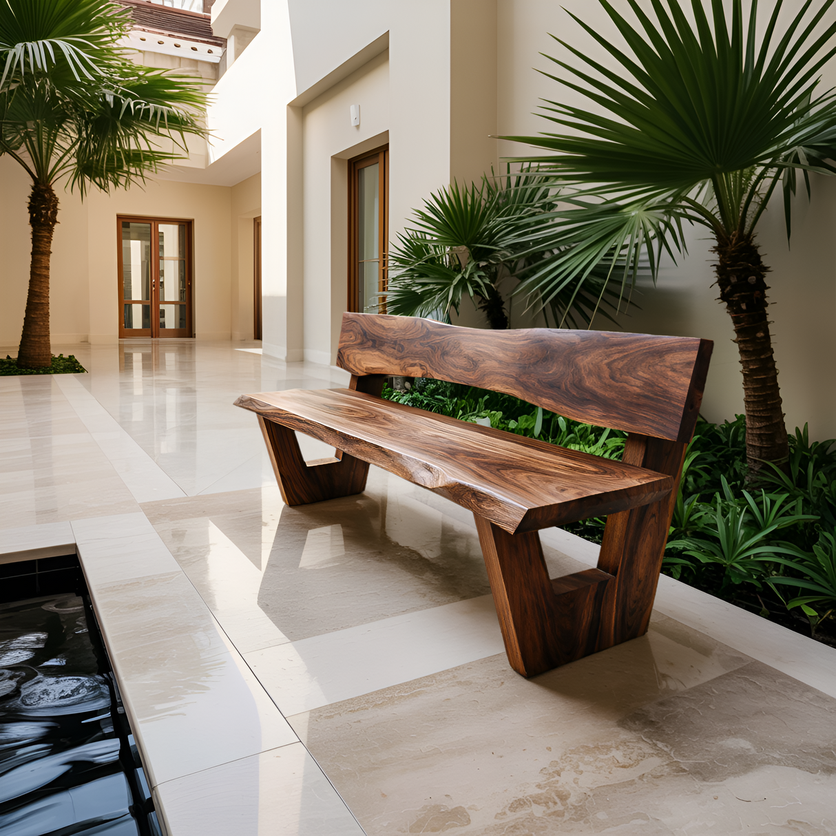 Rustic Outdoor Wooden Bench For Garden Seating