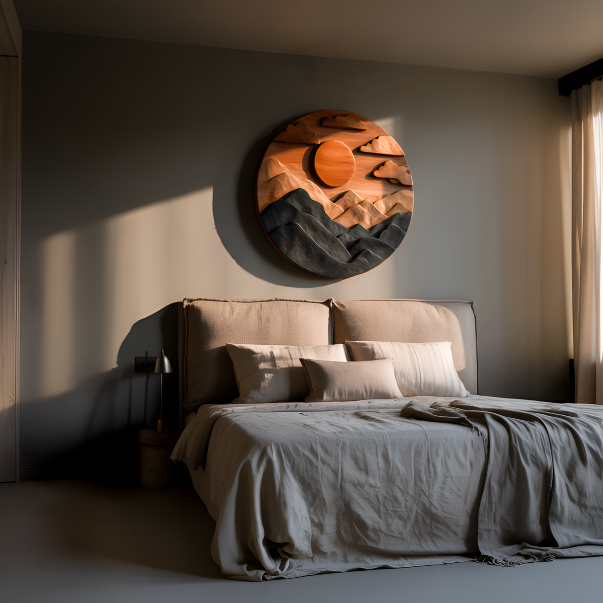 Artistic Mountain Sun Wall Panel For Living Room