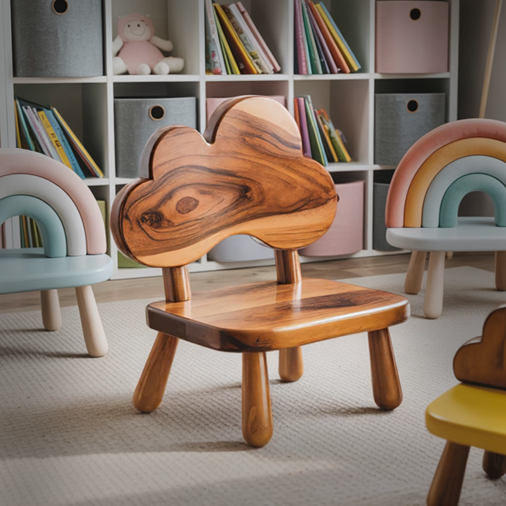 Whimsical Cloud Shaped Kids Chair For Montessori Nursery Or Playroom