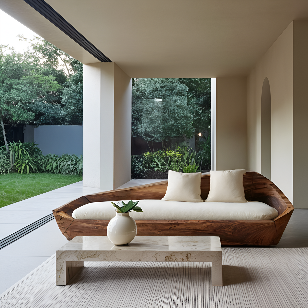 Modern Sculptural Wooden Sofa For Living Room Decoration