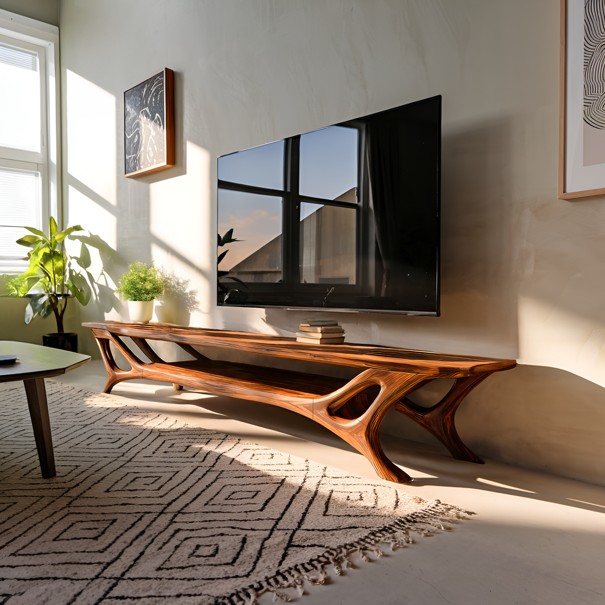 Curved TV Stand For Contemporary Living Room Furniture