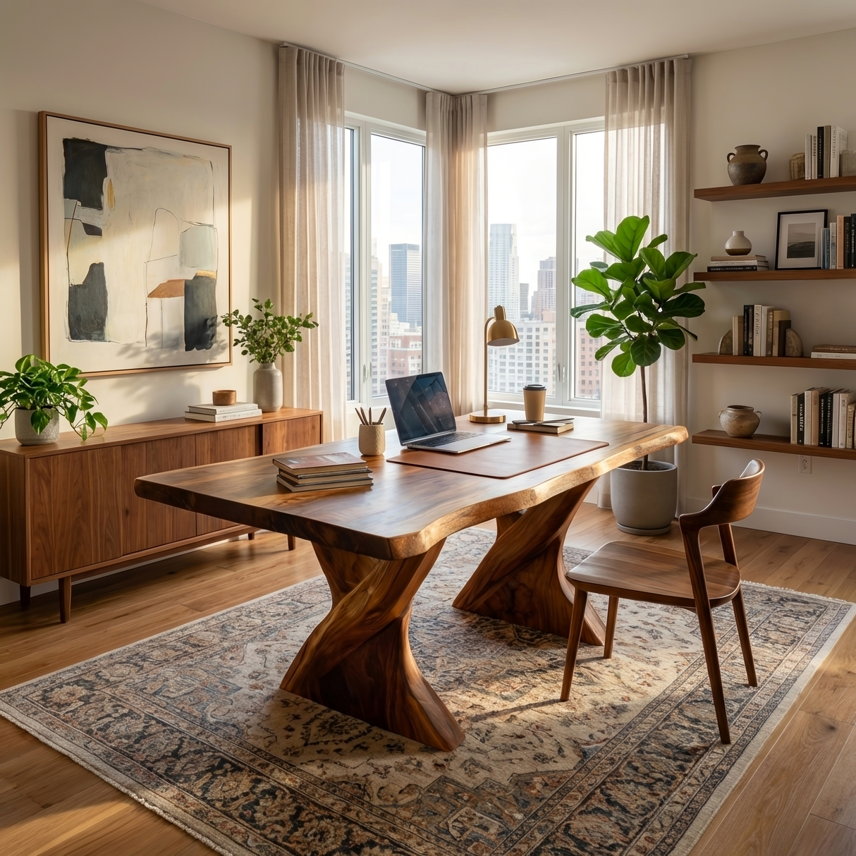 Farmhouse Solid Wood Desk For Minimalist Bedroom Decor