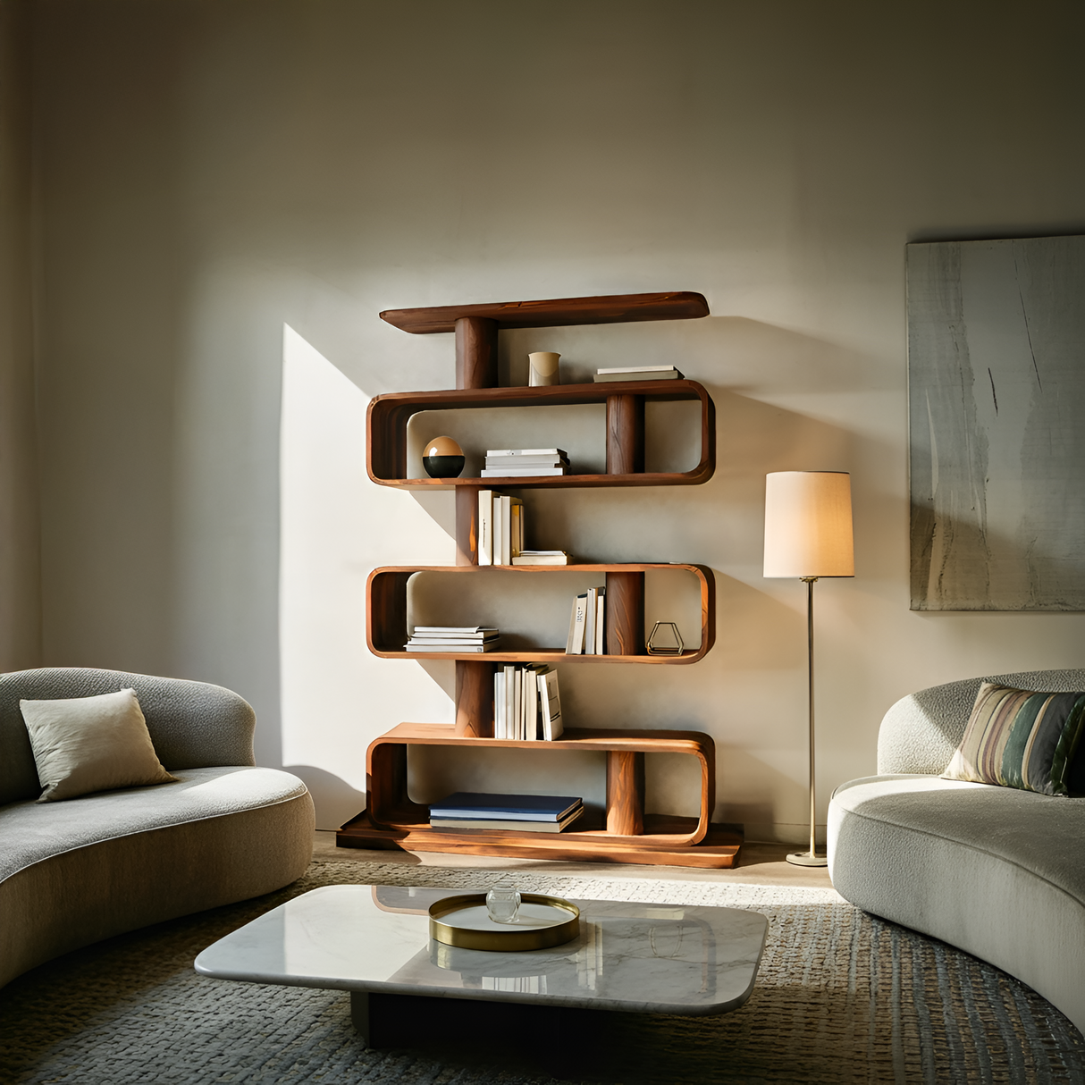 Minimalist Bookshelf With Shelves For Stylish Living Room