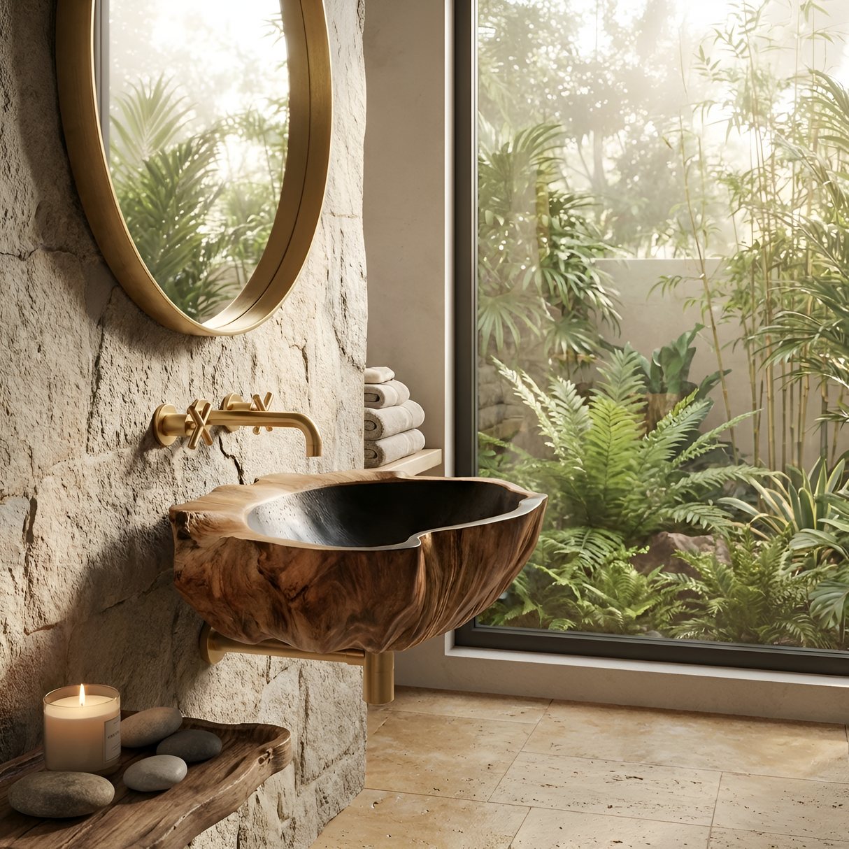Modern Wall Mounted Wooden Bathroom Sink For Sleek Bathroom Furniture