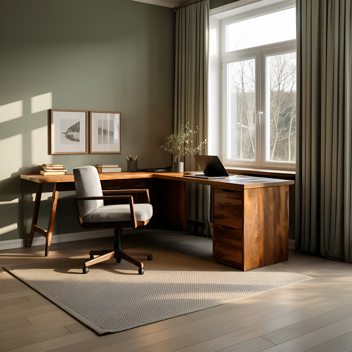 Luxury L Shaped Desk With Drawer For Home Office