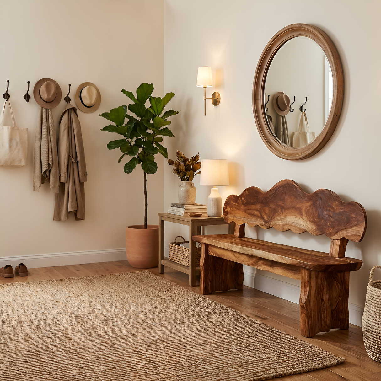 Handcrafted Live Edge Wood Bench For Hallway Furniture