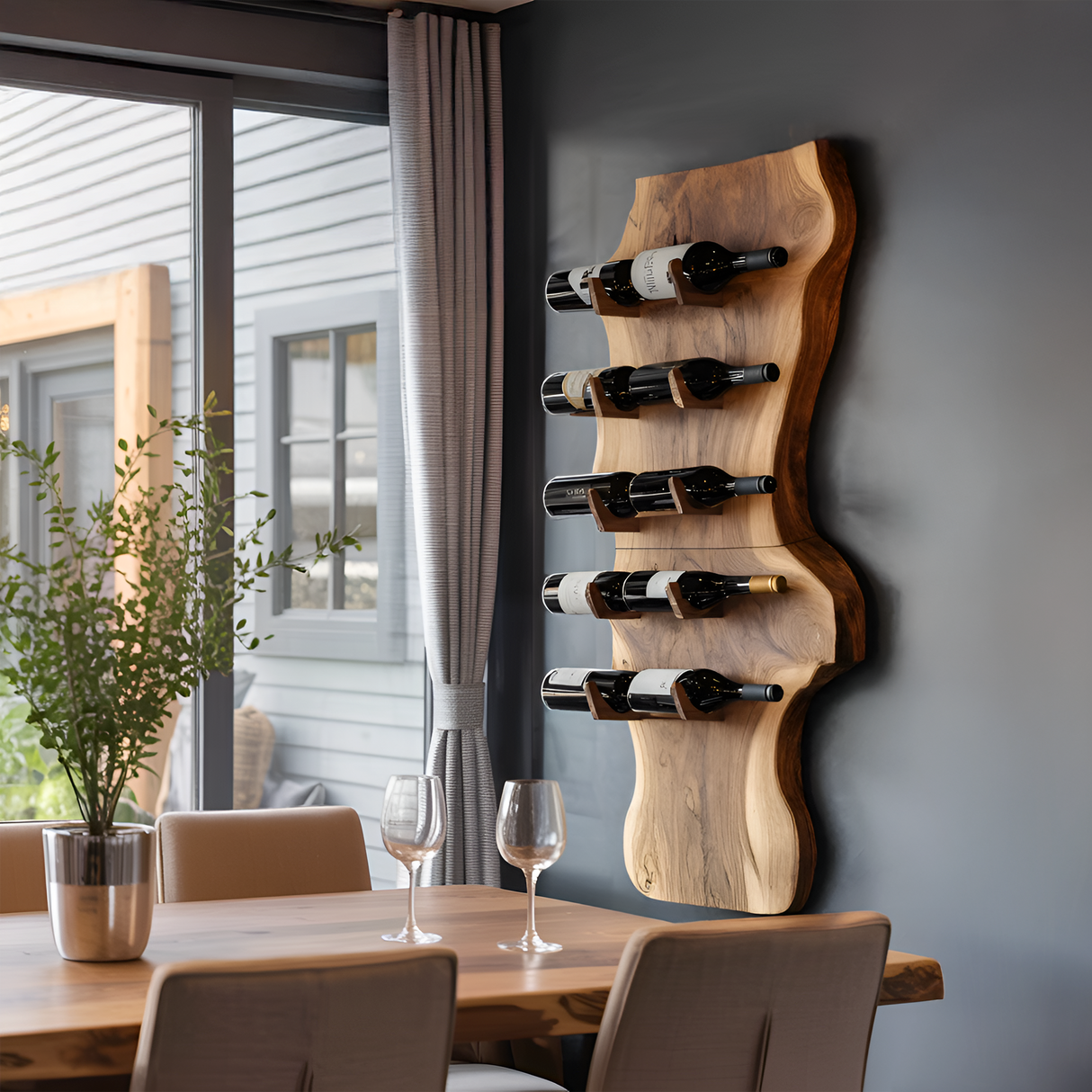 Modern Solid Wood Wine Rack For Living Room And Bar Display