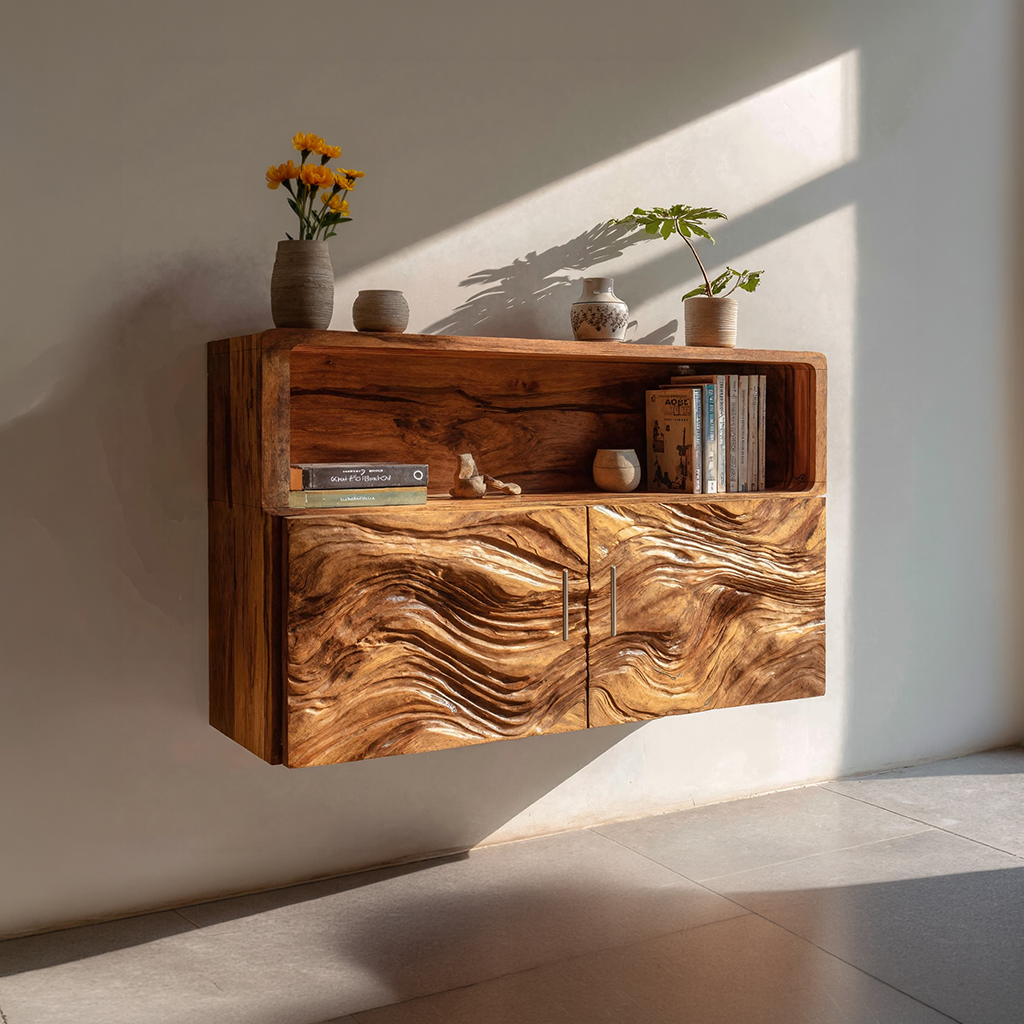 Rustic Live Edge Floating Shelf For Living Room Wall Decor Display