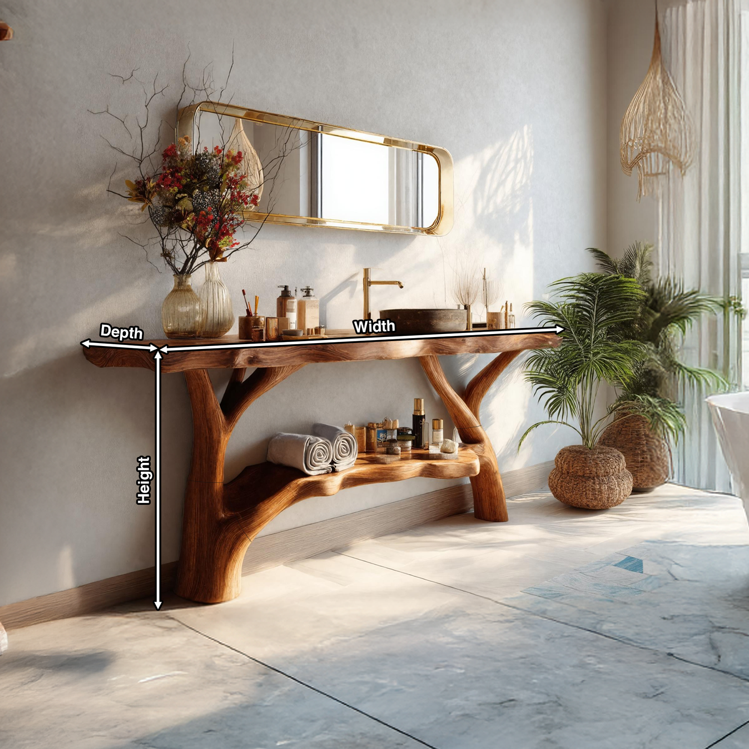 Farmhouse Wooden Live Edge Bathroom Vanity For Country Rustic Design