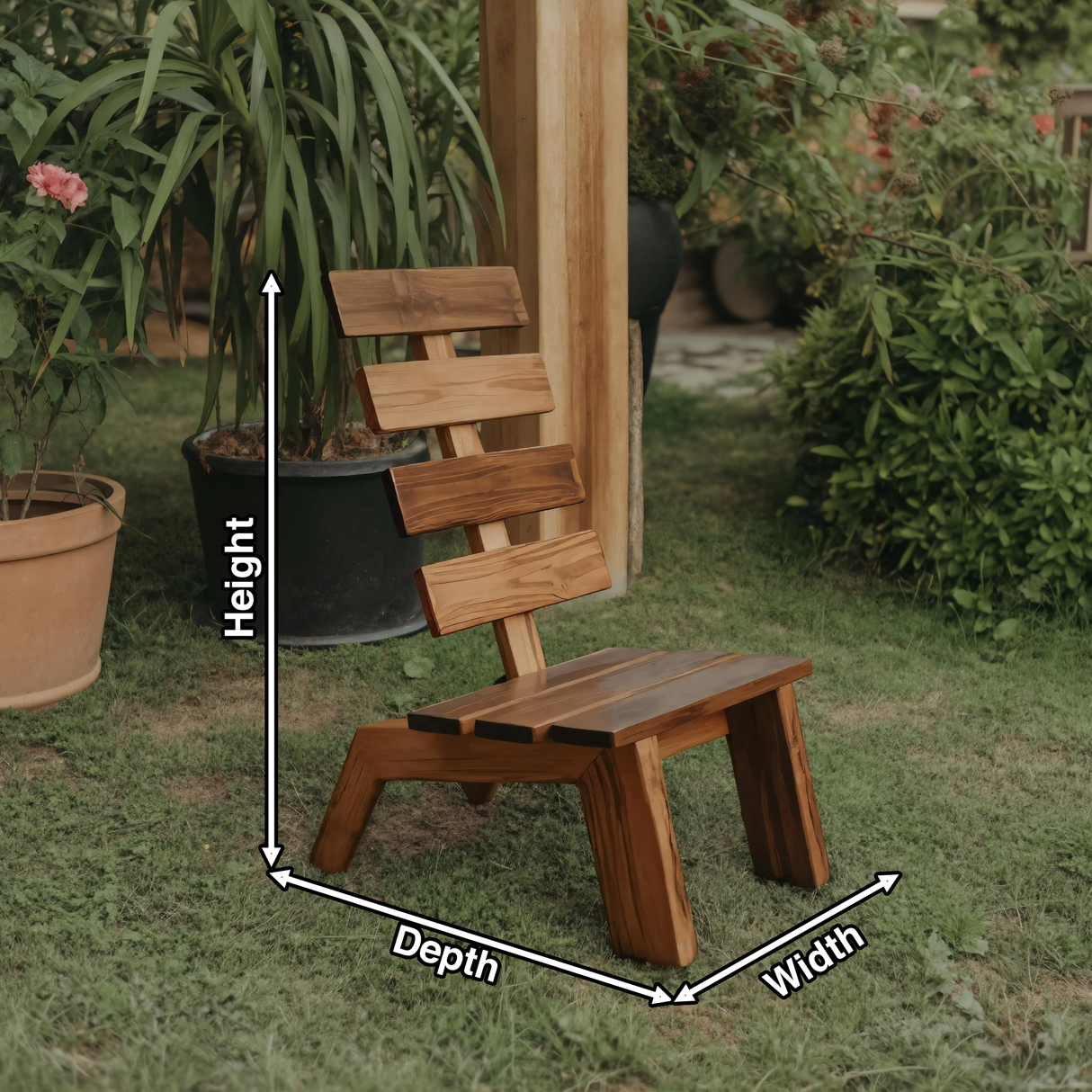 Modern Slatted Wood Outdoor Lounge Chair For Garden Or Patio